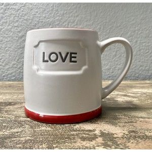 Dwell Studios Valentine's Day "Love" White & Red 18 oz Coffee Cup Mug